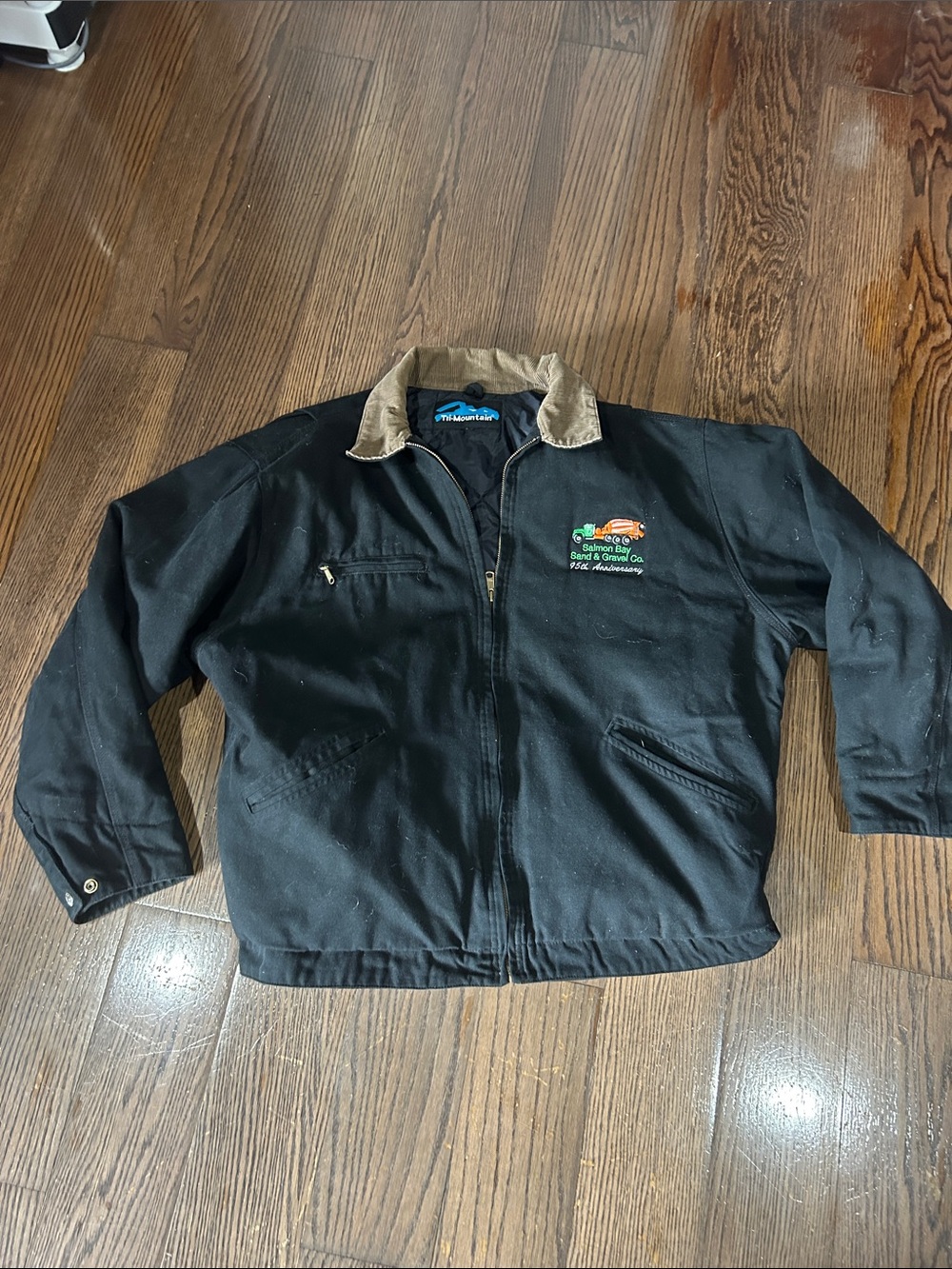 Tri Mountain Black Canvas Field Jacket with Tan Corduroy Collar work jacket
